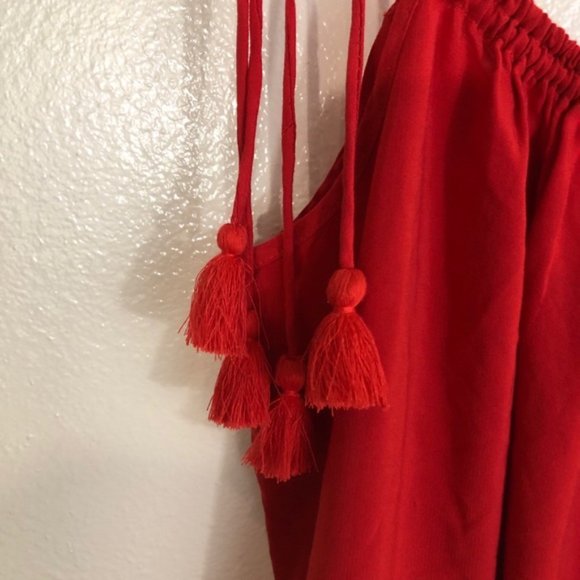 Ann Taylor LOFT XS red tassel tank top blouse - Picture 9 of 11